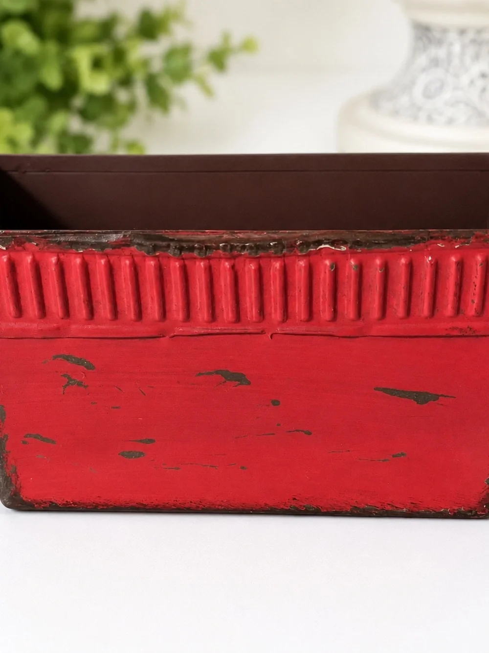 Rustic Brown Metal Storage Bin / Organizer Basket – Farmhouse Industrial Decor